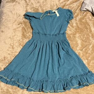 Matilda Jane Teal Dress with Gold Accents